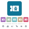 Highway fee discount coupon white flat icons on color rounded square backgrounds. 6 bonus icons included - Highway fee discount coupon flat icons on color rounded square backgrounds