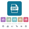 BMP file format flat icons on color rounded square backgrounds - BMP file format white flat icons on color rounded square backgrounds. 6 bonus icons included