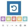 Rotate left flat white icons in square backgrounds. 6 bonus icons included. - Rotate left flat white icons in square backgrounds