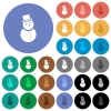 Snowman round flat multi colored icons - Snowman multi colored flat icons on round backgrounds. Included white, light and dark icon variations for hover and active status effects, and bonus shades.