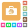 Travel bag flat icons on rounded square vivid color backgrounds. - Travel bag rounded square flat icons