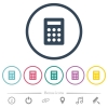 Calculator flat color icons in round outlines. 6 bonus icons included. - Calculator flat color icons in round outlines