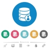 Database privileges flat white icons on round color backgrounds. 6 bonus icons included. - Database privileges flat round icons