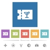 cocktail bar discount coupon flat white icons in square backgrounds. 6 bonus icons included. - cocktail bar discount coupon flat white icons in square backgrounds