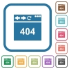 Browser 404 page not found simple icons in color rounded square frames on white background - Browser 404 page not found simple icons