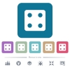 Dice four flat icons on color rounded square backgrounds - Dice four white flat icons on color rounded square backgrounds. 6 bonus icons included