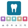 Single tooth white flat icons on color rounded square backgrounds. 6 bonus icons included - Single tooth flat icons on color rounded square backgrounds