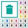 Single trash flat color icons with quadrant frames on white background - Single trash flat color icons with quadrant frames