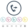 Outgoing phone call flat color icons in round outlines. 6 bonus icons included. - Outgoing phone call flat color icons in round outlines