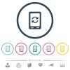 Mobile syncronize flat color icons in round outlines. 6 bonus icons included. - Mobile syncronize flat color icons in round outlines