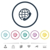 International call flat color icons in round outlines - International call flat color icons in round outlines. 6 bonus icons included.