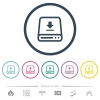 Download to hard drive flat color icons in round outlines. 6 bonus icons included. - Download to hard drive flat color icons in round outlines