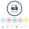 TTF file format flat color icons in round outlines - TTF file format flat color icons in round outlines. 6 bonus icons included.