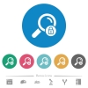 Search locked flat round icons - Search locked flat white icons on round color backgrounds. 6 bonus icons included.