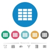 Spreadsheet flat round icons - Spreadsheet flat white icons on round color backgrounds. 6 bonus icons included.