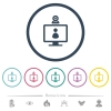 video user access flat color icons in round outlines. 6 bonus icons included. - video user access flat color icons in round outlines