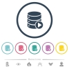 Database macro play flat color icons in round outlines - Database macro play flat color icons in round outlines. 6 bonus icons included.