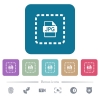 Place jpg file flat icons on color rounded square backgrounds - Place jpg file white flat icons on color rounded square backgrounds. 6 bonus icons included