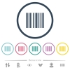 Barcode flat color icons in round outlines. 6 bonus icons included. - Barcode flat color icons in round outlines