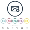 Marked mail flat color icons in round outlines. 6 bonus icons included. - Marked mail flat color icons in round outlines