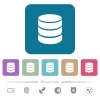 Single database white flat icons on color rounded square backgrounds. 6 bonus icons included - Single database flat icons on color rounded square backgrounds