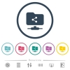 FTP share flat color icons in round outlines - FTP share flat color icons in round outlines. 6 bonus icons included.