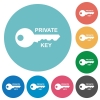 Private key flat round icons - Private key flat white icons on round color backgrounds