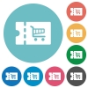 Cart discount coupon flat round icons - Cart discount coupon flat white icons on round color backgrounds