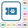 pet shop discount coupon simple icons in color rounded square frames on white background - pet shop discount coupon simple icons