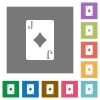 Jack of diamonds card flat icons on simple color square backgrounds - Jack of diamonds card square flat icons