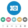 Photography shop discount coupon flat round icons - Photography shop discount coupon flat white icons on round color backgrounds. 6 bonus icons included.