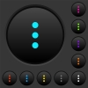 More options dark push buttons with color icons - More options dark push buttons with vivid color icons on dark grey background