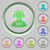 24 hours operator service color icons on sunk push buttons - 24 hours operator service push buttons