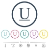 Underlined font type flat color icons in round outlines - Underlined font type flat color icons in round outlines. 6 bonus icons included.