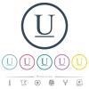 Underlined font type flat color icons in round outlines. 6 bonus icons included. - Underlined font type flat color icons in round outlines