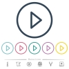 Media play flat color icons in round outlines - Media play flat color icons in round outlines. 6 bonus icons included.