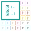 Source code checking flat color icons with quadrant frames - Source code checking flat color icons with quadrant frames on white background