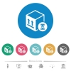Package delivery in progress flat white icons on round color backgrounds. 6 bonus icons included. - Package delivery in progress flat round icons