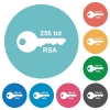 256 bit rsa encryption flat round icons - 256 bit rsa encryption flat white icons on round color backgrounds