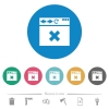 Browser cancel flat round icons - Browser cancel flat white icons on round color backgrounds. 6 bonus icons included.