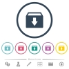 Archive flat color icons in round outlines - Archive flat color icons in round outlines. 6 bonus icons included.