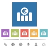 Euro financial graph flat white icons in square backgrounds - Euro financial graph flat white icons in square backgrounds. 6 bonus icons included.