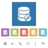 Database attachment flat white icons in square backgrounds - Database attachment flat white icons in square backgrounds. 6 bonus icons included.