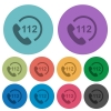 Emergency call 112 darker flat icons on color round background - Emergency call 112 color darker flat icons