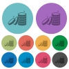 Stack of treasure darker flat icons on color round background - Stack of treasure color darker flat icons