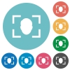 Camera selfie mode flat white icons on round color backgrounds - Camera selfie mode flat round icons