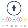 Ethereum classic digital cryptocurrency flat color icons in round outlines. 6 bonus icons included. - Ethereum classic digital cryptocurrency flat color icons in round outlines