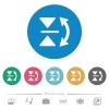 Vertical flip flat white icons on round color backgrounds. 6 bonus icons included. - Vertical flip flat round icons