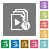 Unlock playlist square flat icons - Unlock playlist flat icons on simple color square backgrounds