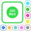 200 mbit guarantee sticker vivid colored flat icons in curved borders on white background - 200 mbit guarantee sticker vivid colored flat icons